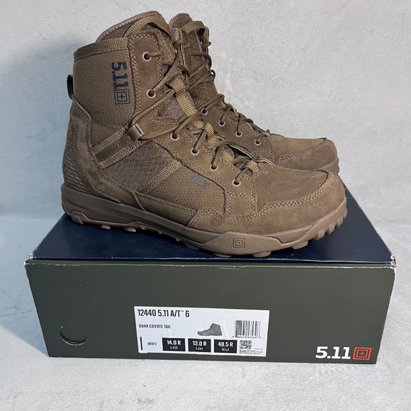 5.11 Tactical A/T 6-Inch Non-Zip Boots, Style 12440 Dark Coyote Size 14.0 R - Picture 3 of 9
